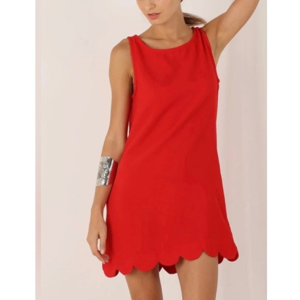 kate spade Red Scallop Hem Mini Dress